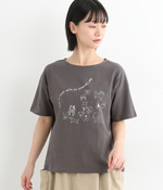 コットン天竺らくがきワンコ幅広プルオーバー(C・チャコール)