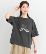 ラフィ天竺ワイドTシャツ ソックス箔プリント(C・スミクロ)