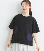 リサイクルコットン天竺サークルアップリケTシャツ(C・ブラック)